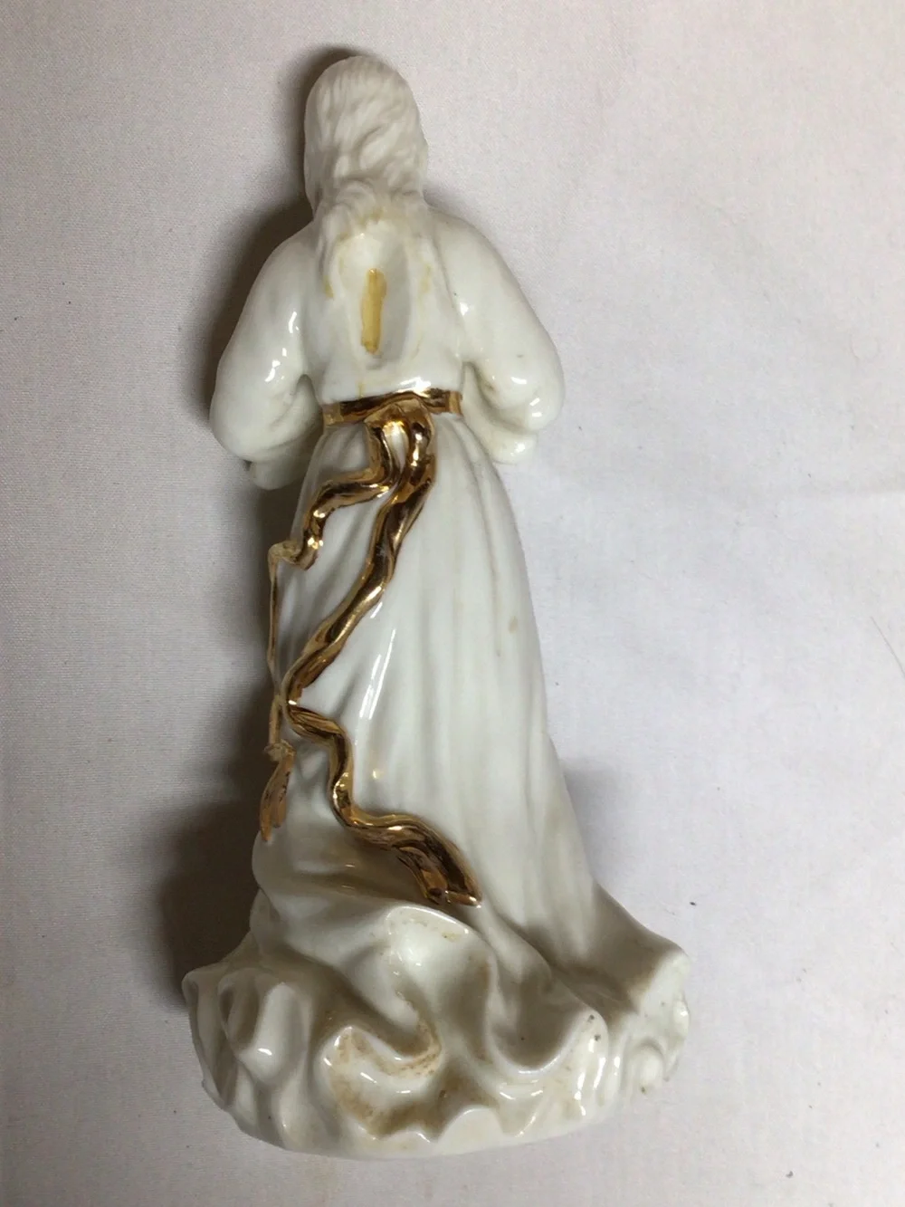 Source Unknown White and Gold Porcelain Angel Figurine